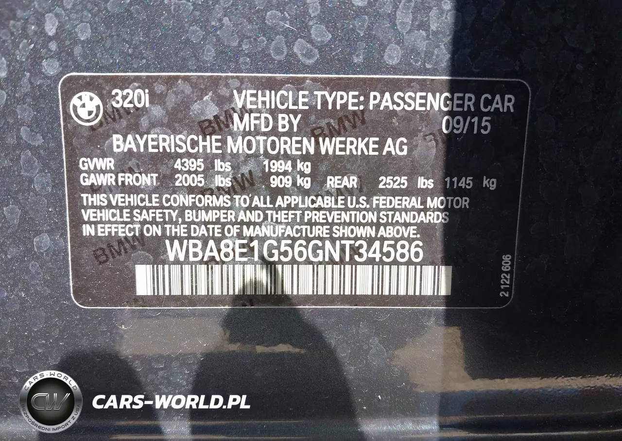 2016 BMW 320I VIN:WBA8E1G56GNT34586 - 9