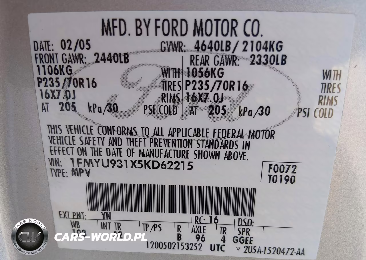 2005 Ford Escape Xlt VIN:1FMYU931X5KD62215 - 9