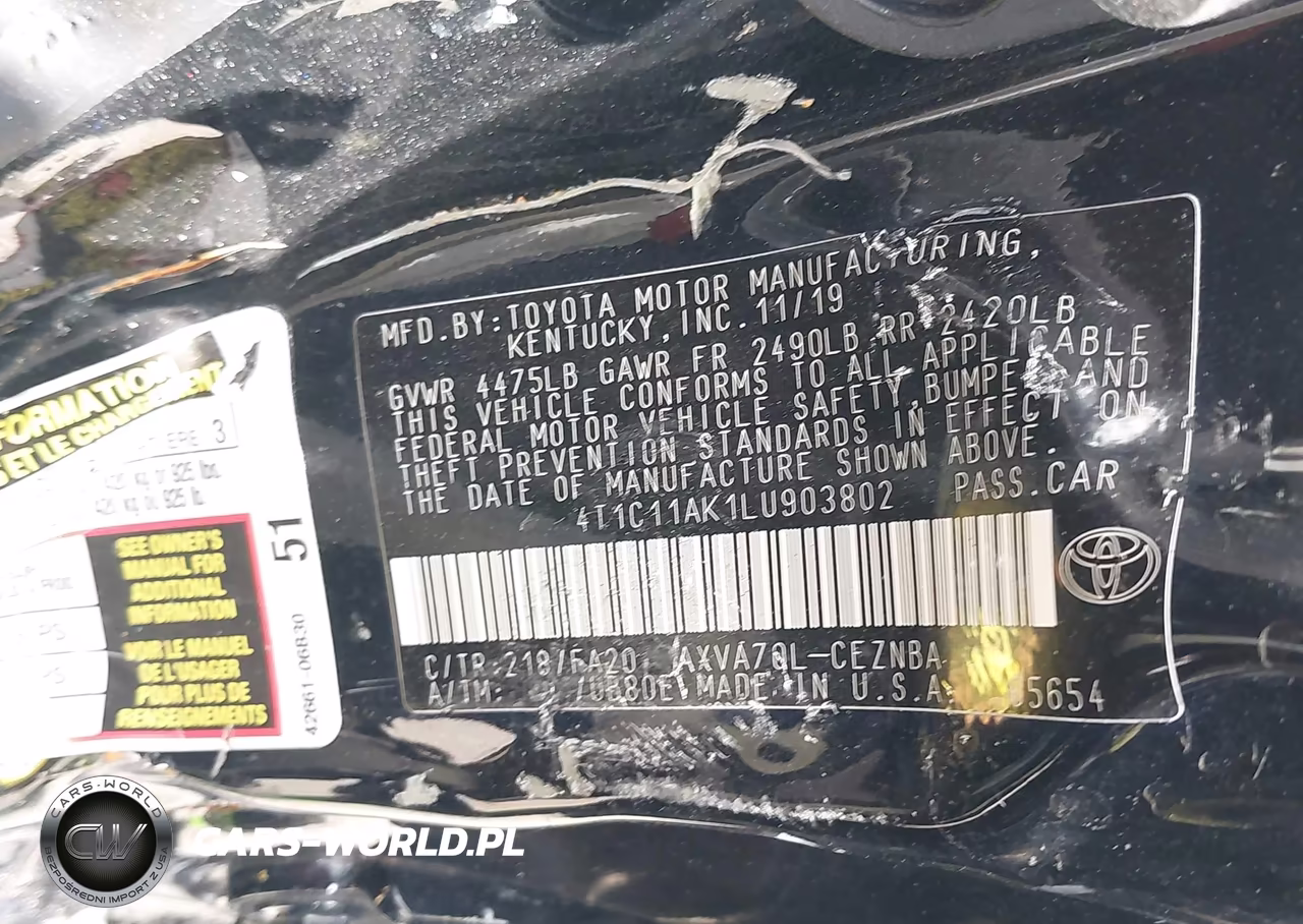 2020 Toyota Camry Le VIN:4T1C11AK1LU903802 - 9