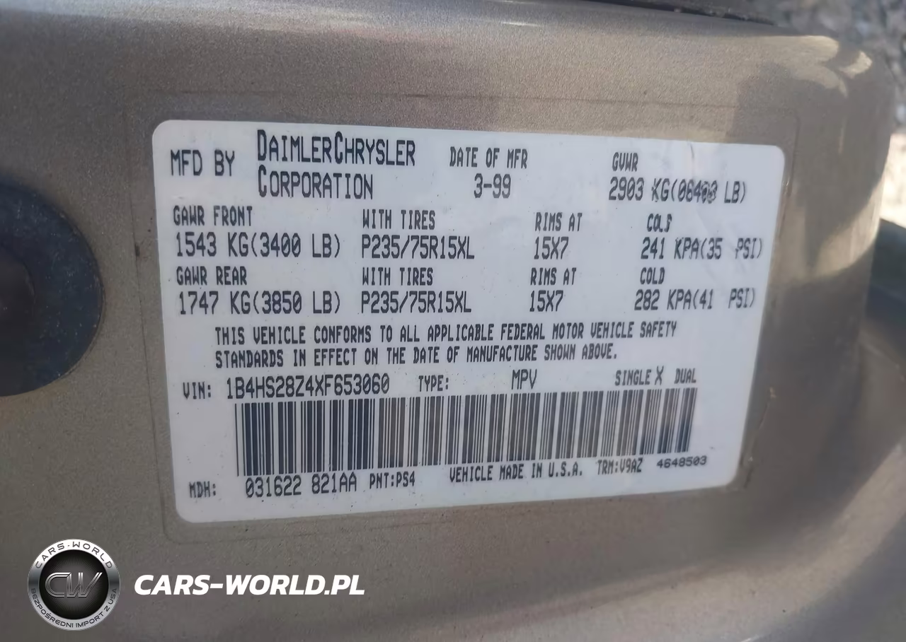 1999 Dodge Durango VIN:1B4HS28Z4XF653060 - 9