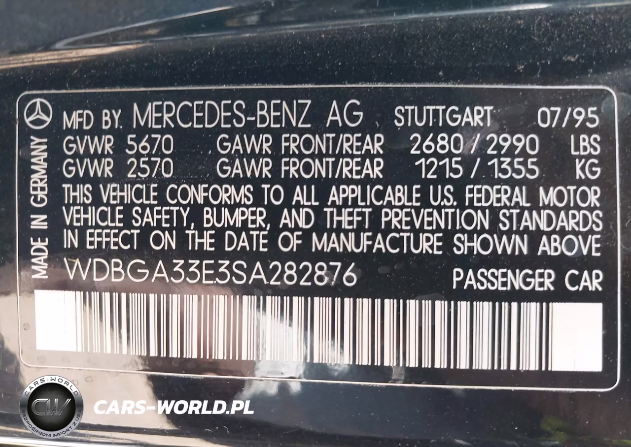 1995 Mercedes-Benz S 320 VIN:WDBGA33E3SA282876 - 9