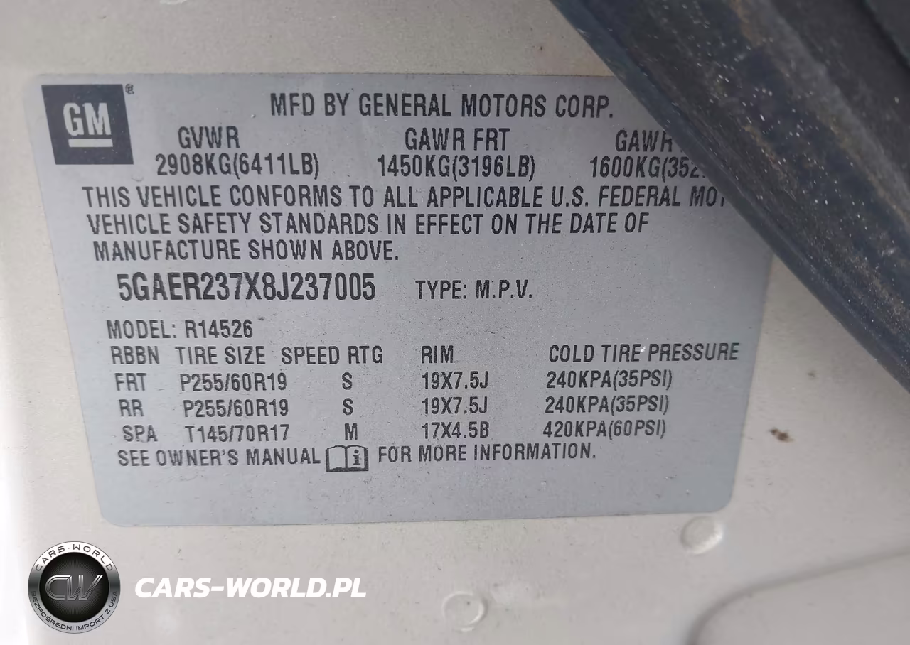 2008 Buick Enclave Cxl VIN:5GAER237X8J237005 - 9