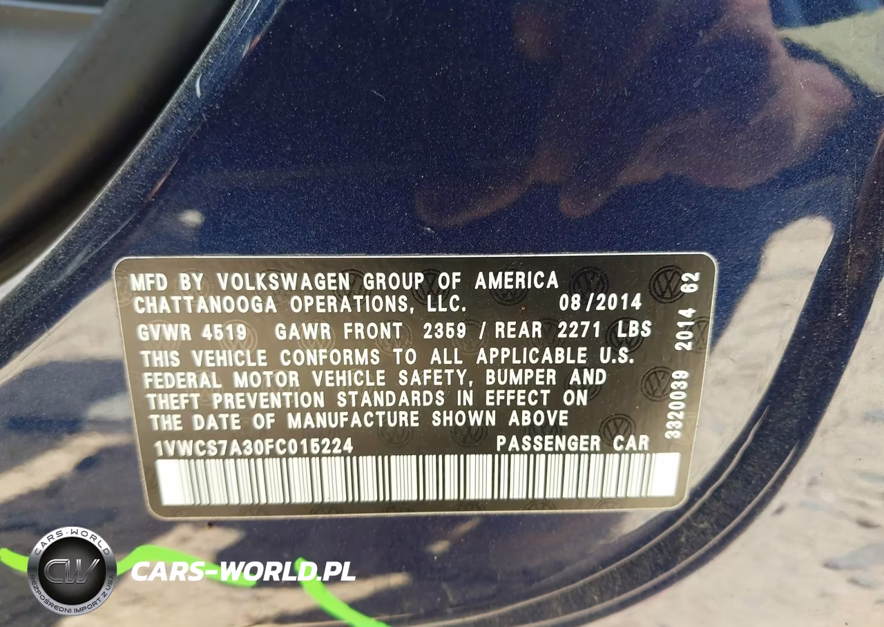 2015 Volkswagen Passat 1.8T Sel Premium VIN:1VWCS7A30FC015224 - 9