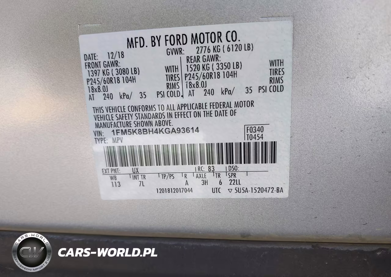2019 Ford Explorer VIN:1FM5K8BH4KGA93614 - 9