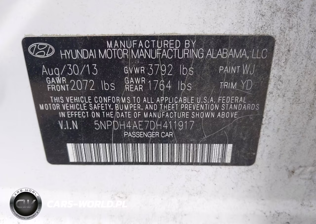 2013 Hyundai Elantra Gls VIN:5NPDH4AE7DH411917 - 9