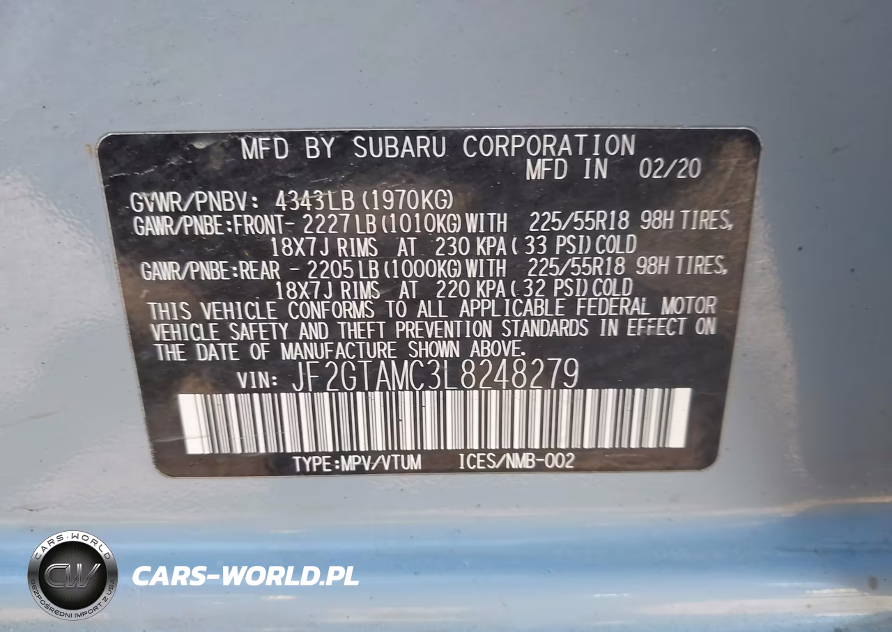 2020 Subaru Crosstrek Limited VIN:JF2GTAMC3L8248279 - 9