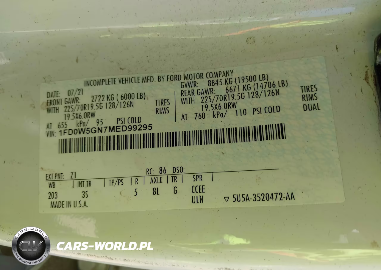 2021 Ford F-550 Chassis Lariat-Xl-Xlt VIN:1FD0W5GN7MED99295 - 8