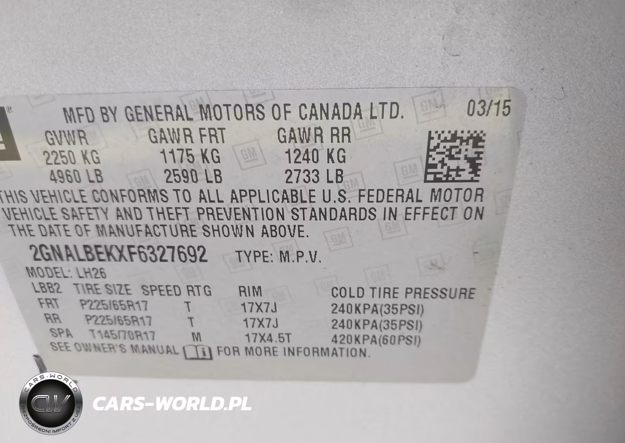 2015 Chevrolet Equinox Lt VIN:2GNALBEKXF6327692 - 9