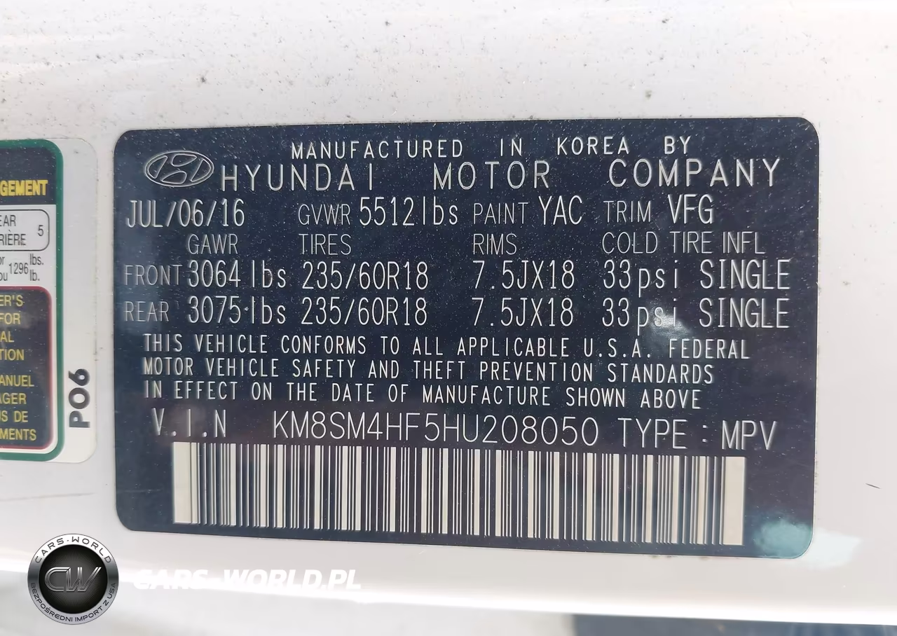 2017 Hyundai Santa Fe Se VIN:KM8SM4HF5HU208050 - 9