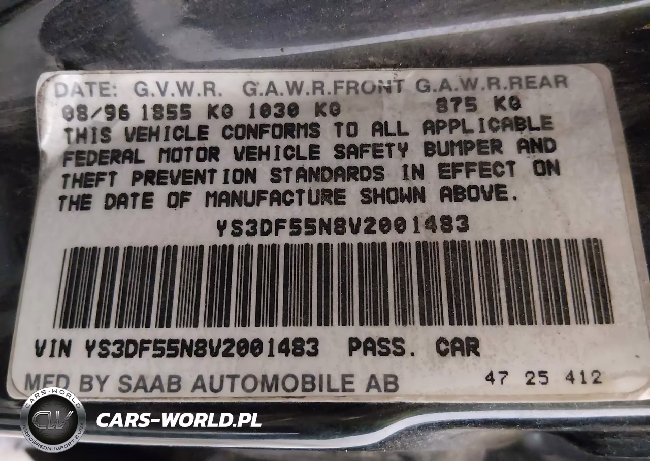 1997 Saab 900 Se VIN:YS3DF55N8V2001483 - 9