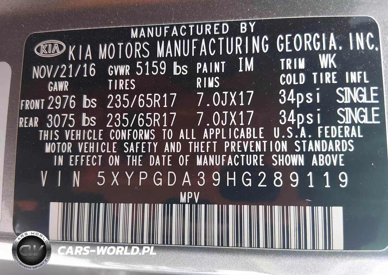 2017 Kia Sorento 2.4L Lx VIN:5XYPGDA39HG289119 - 9
