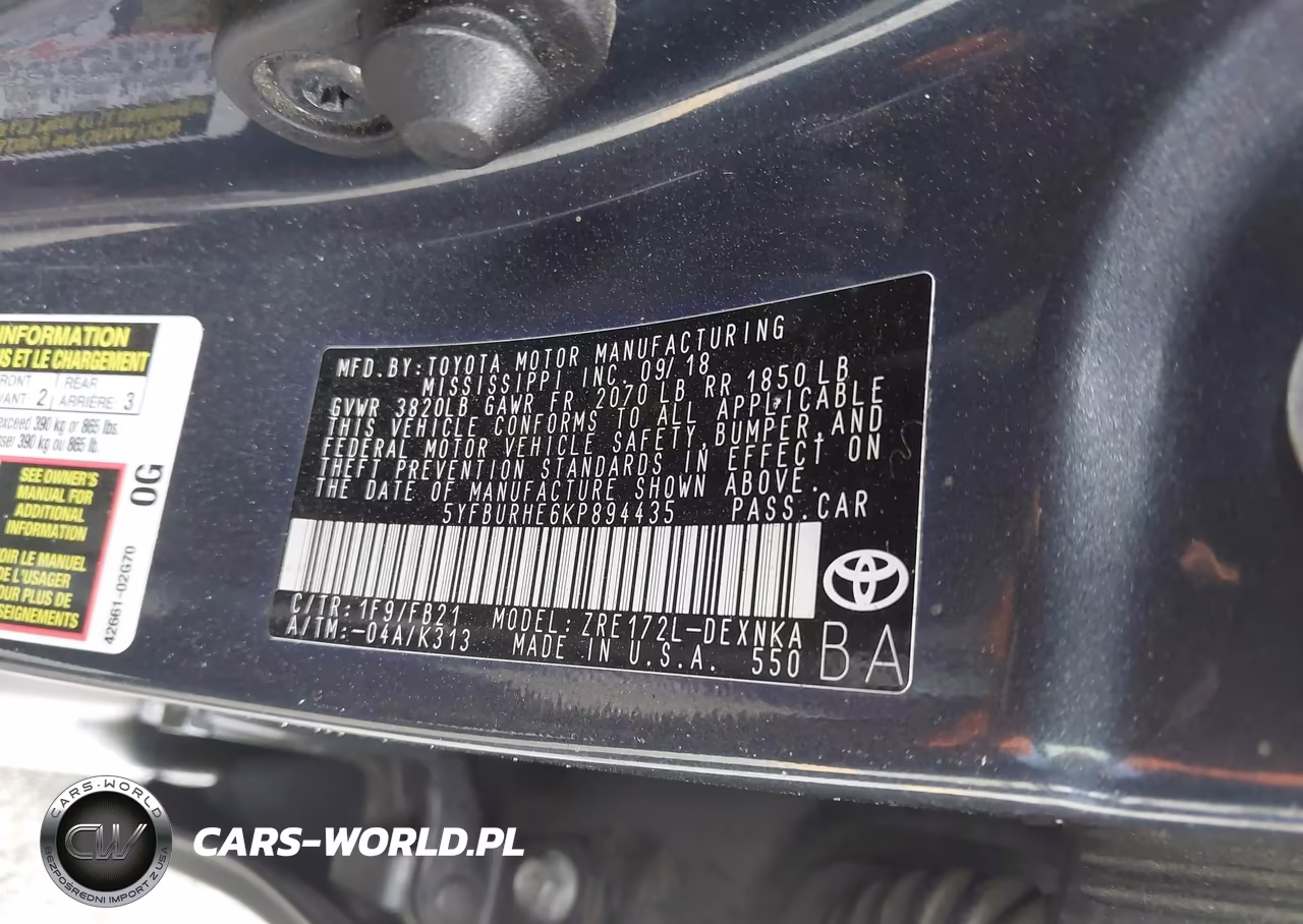 2019 Toyota Corolla Le VIN:5YFBURHE6KP894435 - 9