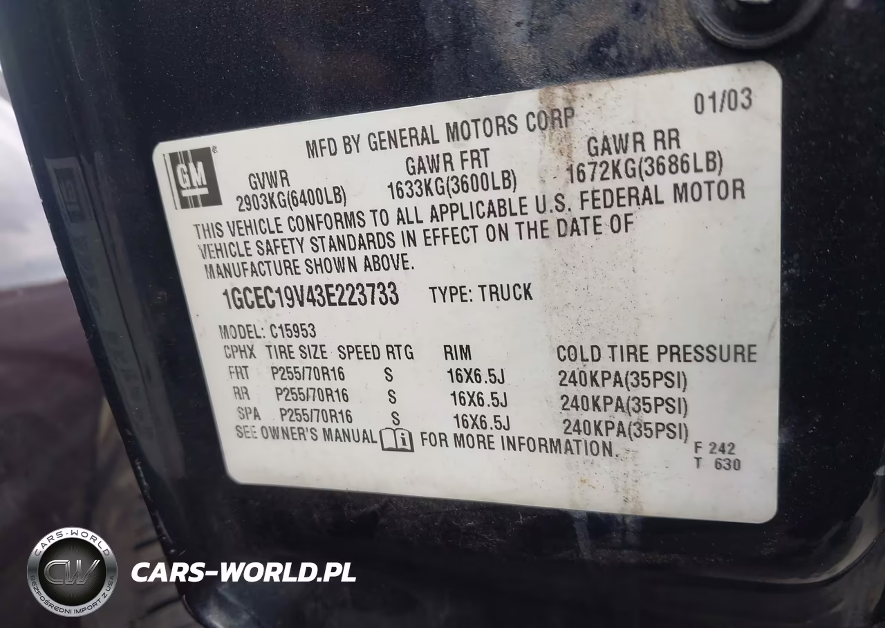2003 Chevrolet Silverado 1500 VIN:1GCEC19V43E223733 - 9