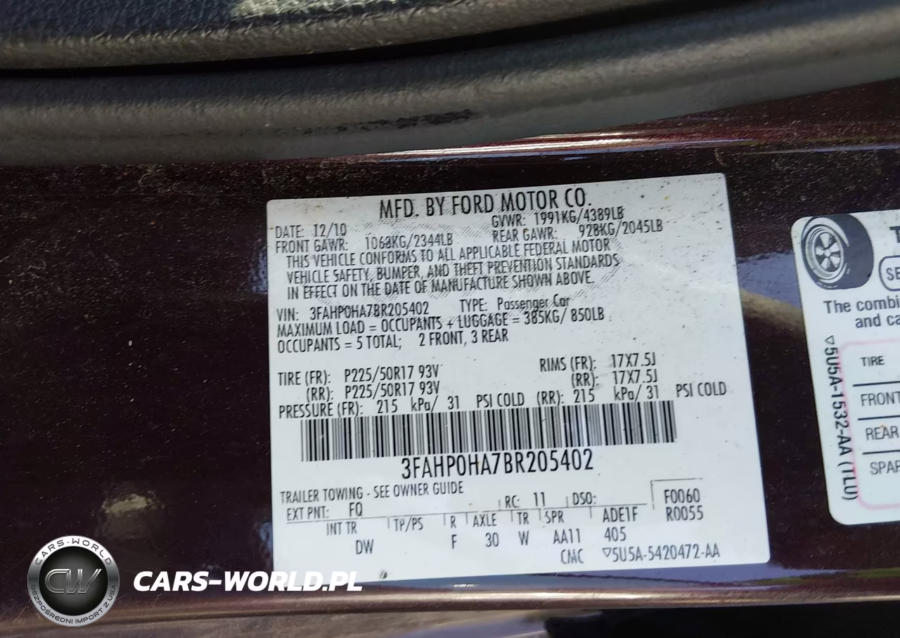 2011 Ford Fusion Se VIN:3FAHP0HA7BR205402 - 9