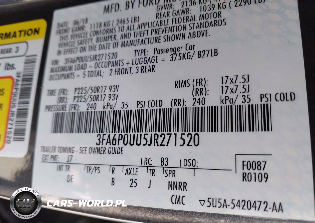 2018 Ford Fusion Hybrid S VIN:3FA6P0UU5JR271520 - 9