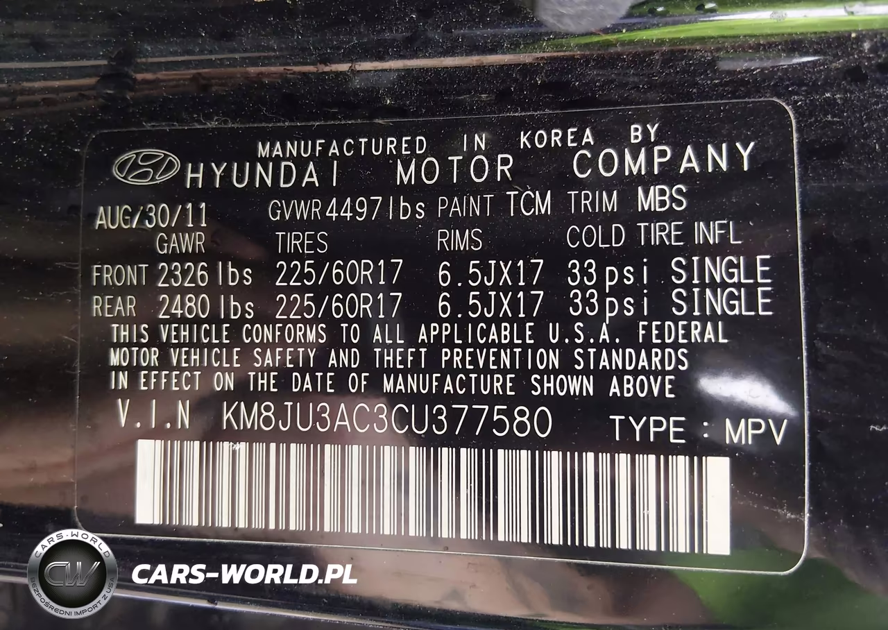 2012 Hyundai Tucson Gls VIN:KM8JU3AC3CU377580 - 9