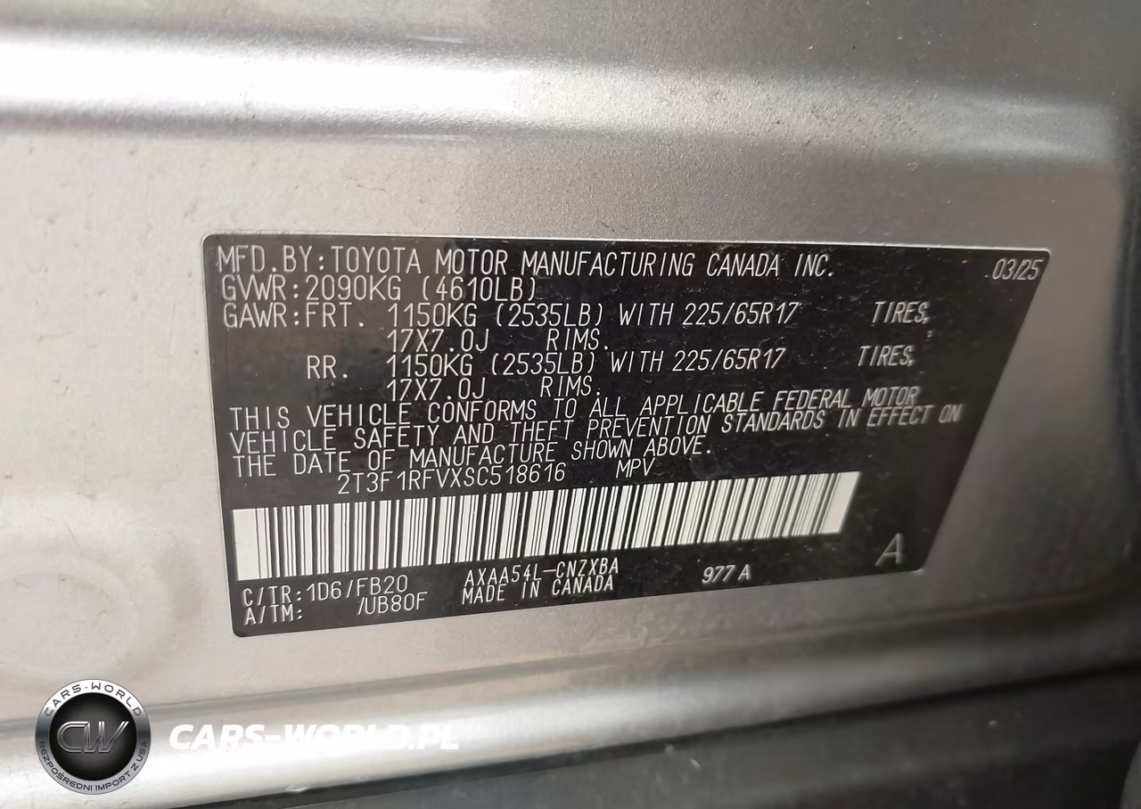 2025 Toyota Rav4 Le VIN:2T3F1RFVXSC518616 - 9