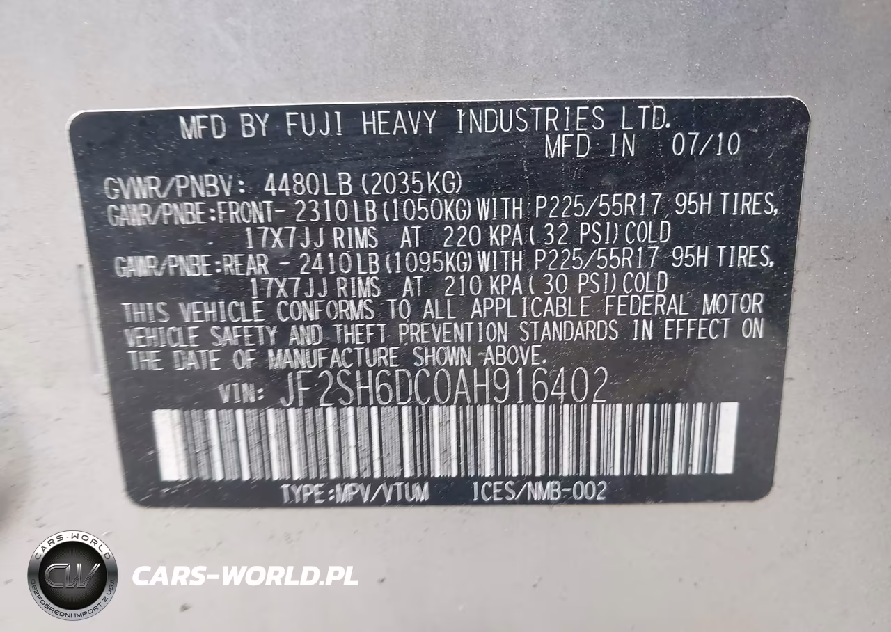 2010 Subaru Forester 2.5X Limited VIN:JF2SH6DC0AH916402 - 9