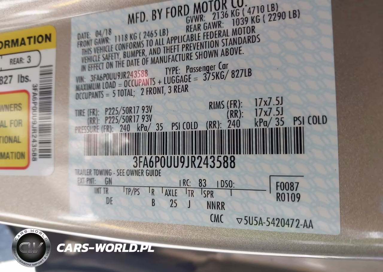 2018 Ford Fusion Hybrid S VIN:3FA6P0UU9JR243588 - 9