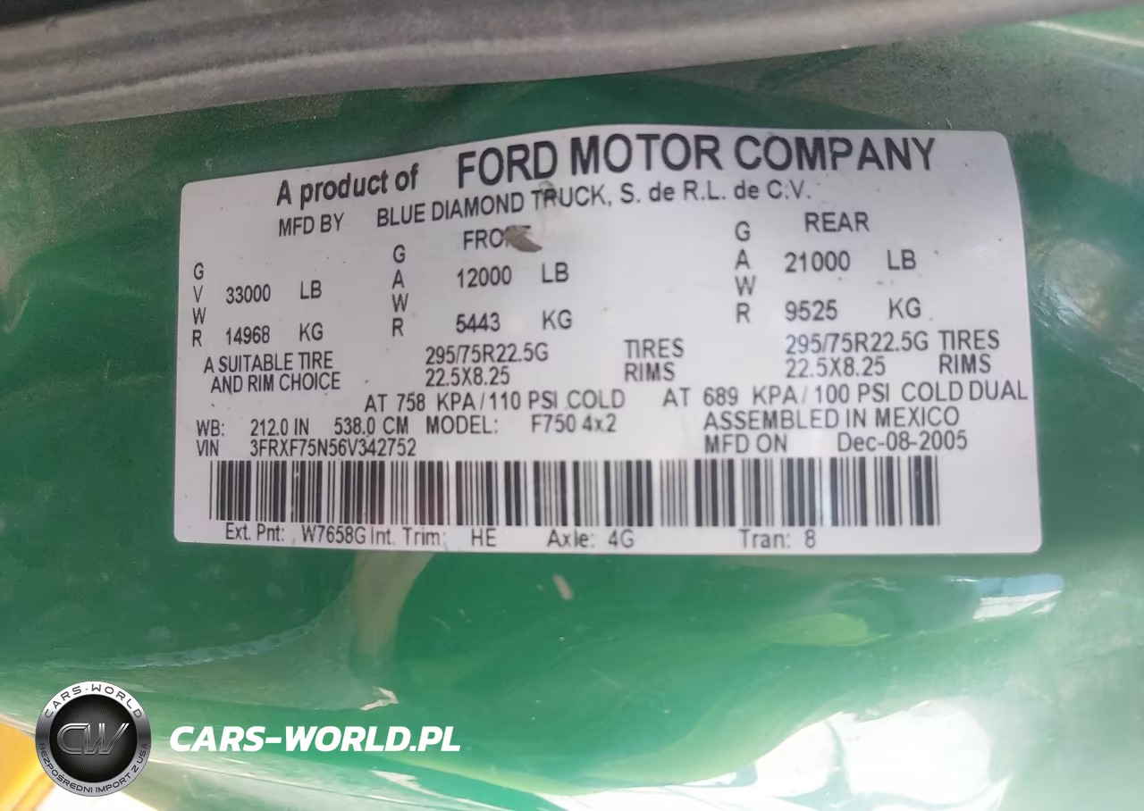 2006 Ford F-750 Xl-Xlt VIN:3FRXF75N56V342752 - 8