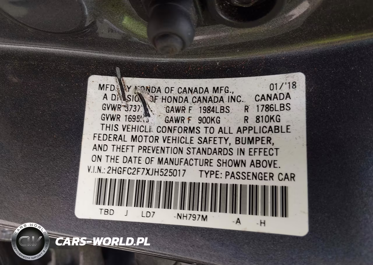 2018 Honda Civic Ex VIN:2HGFC2F7XJH525017 - 9
