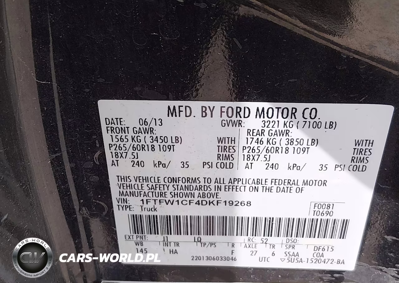 2013 Ford F-150 Lariat VIN:1FTFW1CF4DKF19268 - 9
