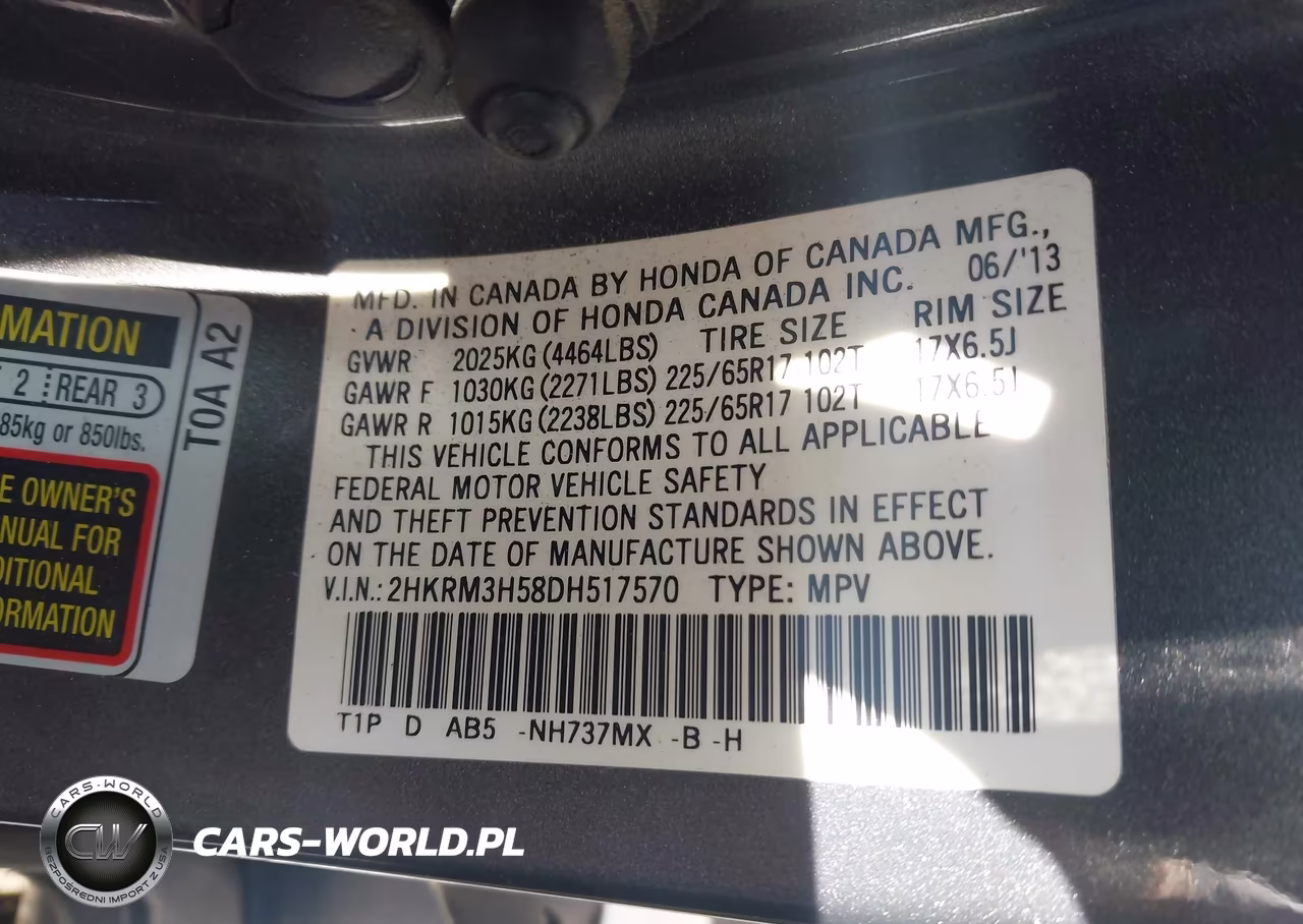 2013 Honda Cr-V Ex VIN:2HKRM3H58DH517570 - 9