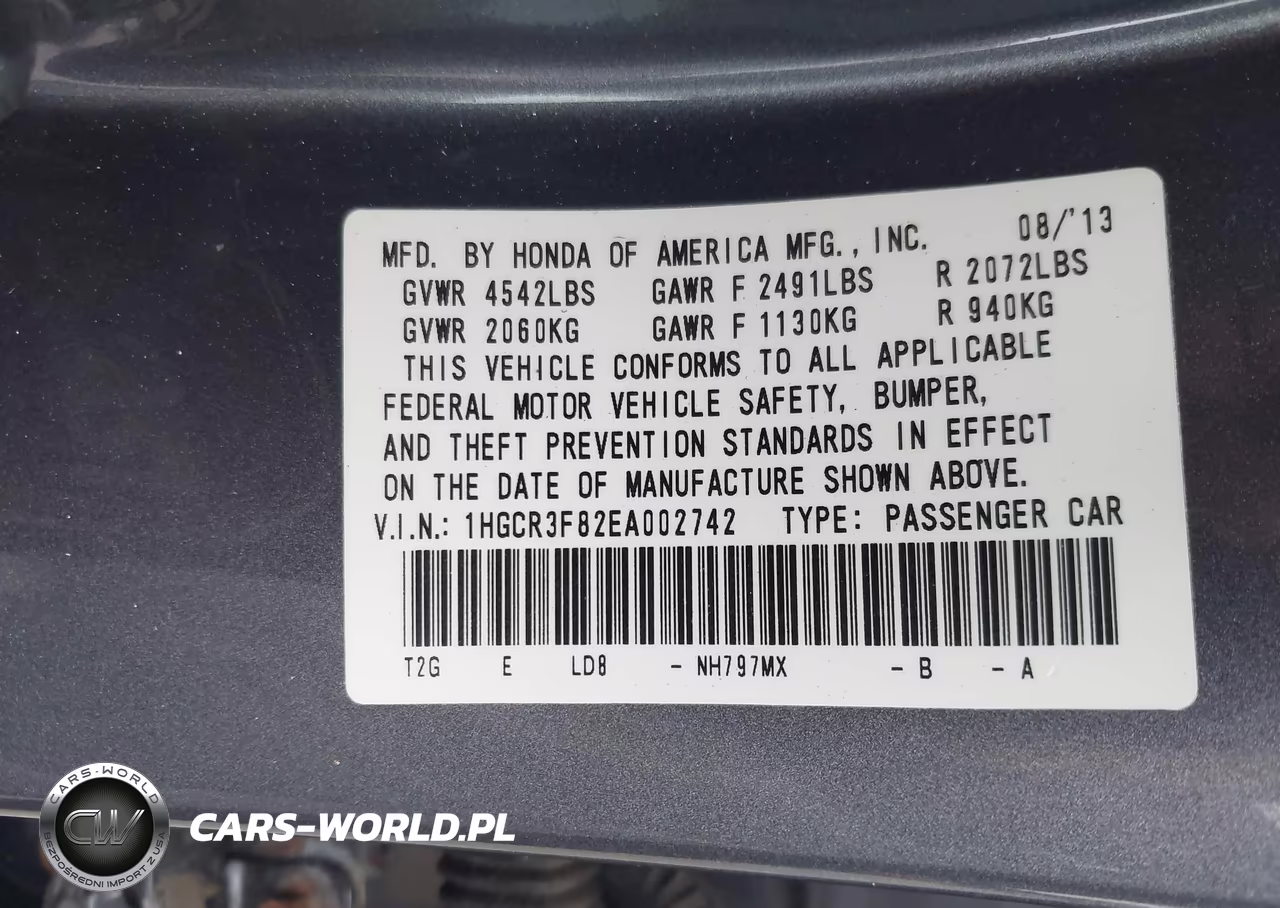2014 Honda Accord Ex-L V-6 VIN:1HGCR3F82EA002742 - 9