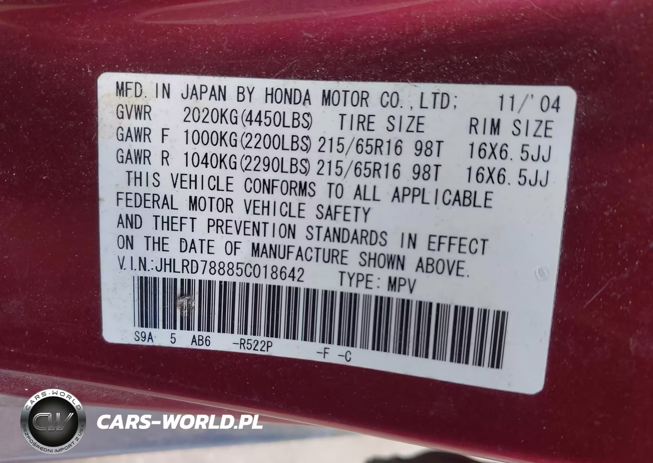 2005 Honda Cr-V Ex VIN:JHLRD78885C018642 - 9