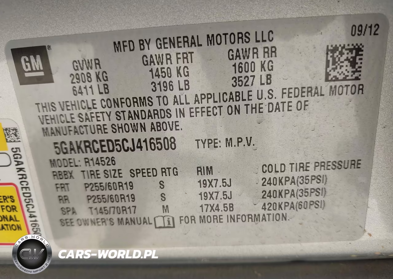 2012 Buick Enclave Leather VIN:5GAKRCED5CJ416508 - 9