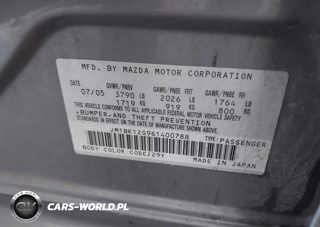 2006 Mazda Mazda3 I VIN:JM1BK12G961400788 - 9