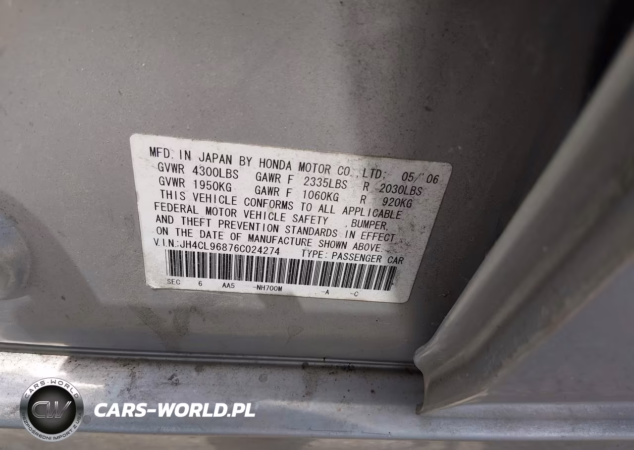 2006 Acura Tsx VIN:JH4CL96876C024274 - 9