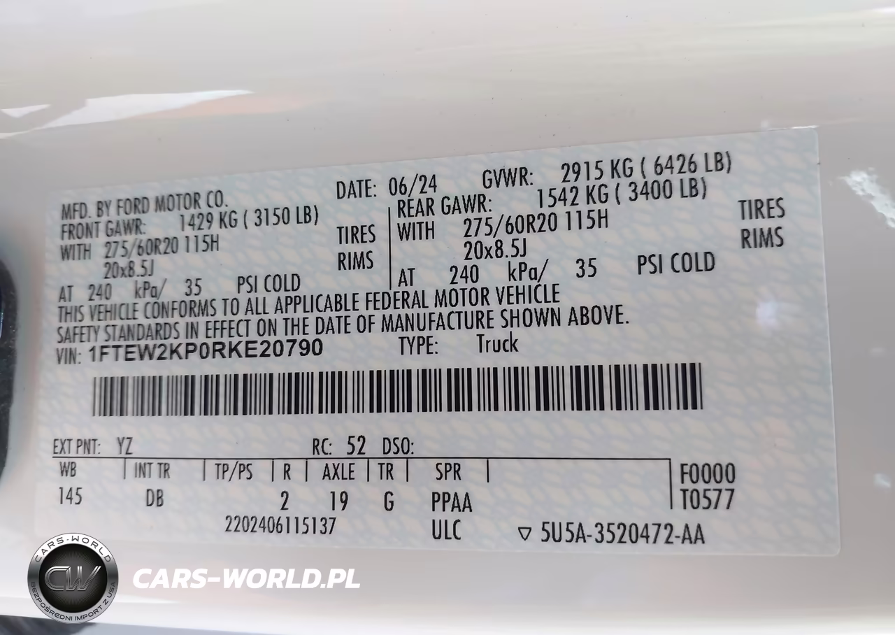 2024 Ford F-150 Stx VIN:1FTEW2KP0RKE20790 - 9