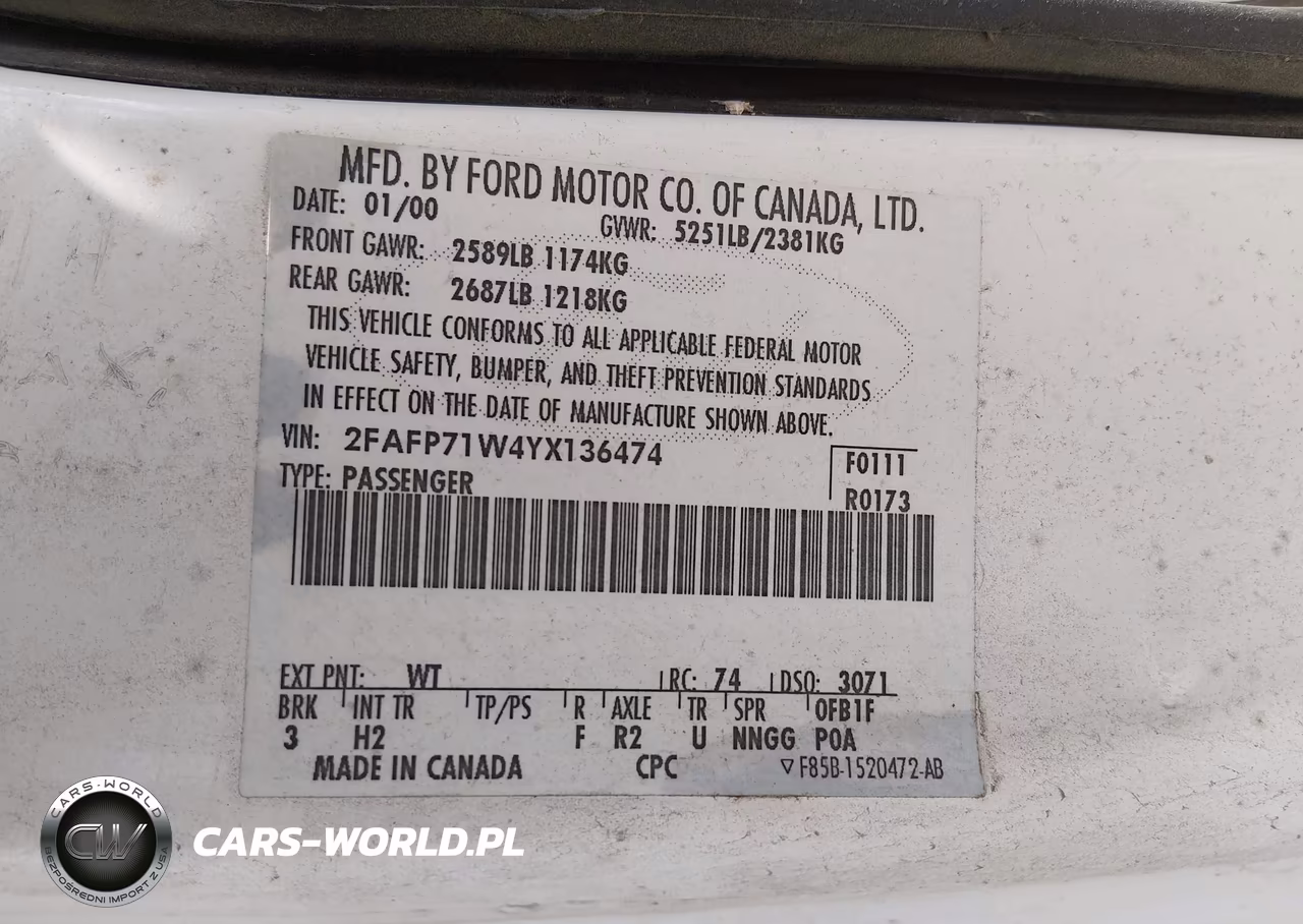 2000 Ford Crown Victoria Police Interceptor VIN:2FAFP71W4YX136474 - 9