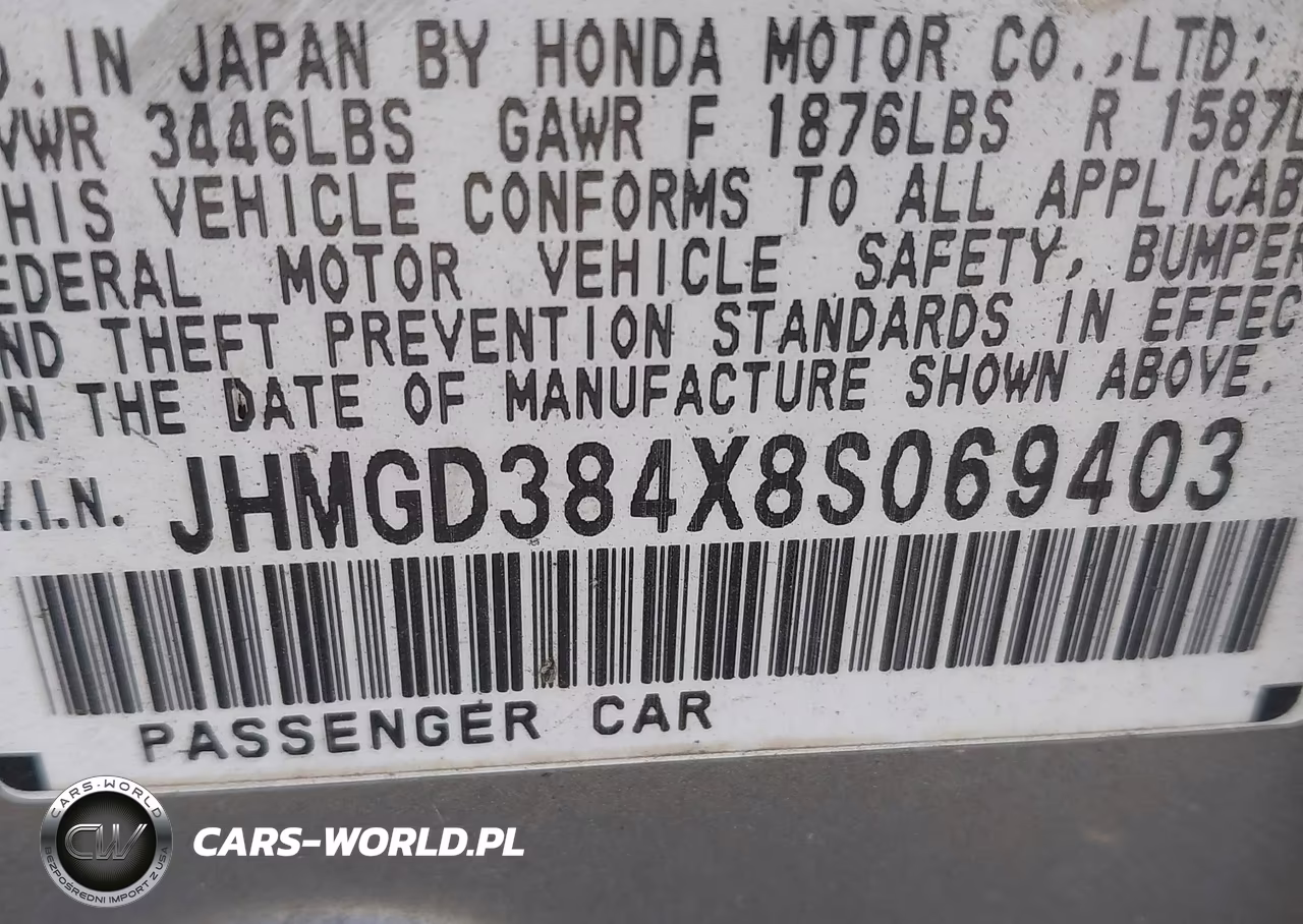 2008 Honda Fit VIN:JHMGD384X8S069403 - 9