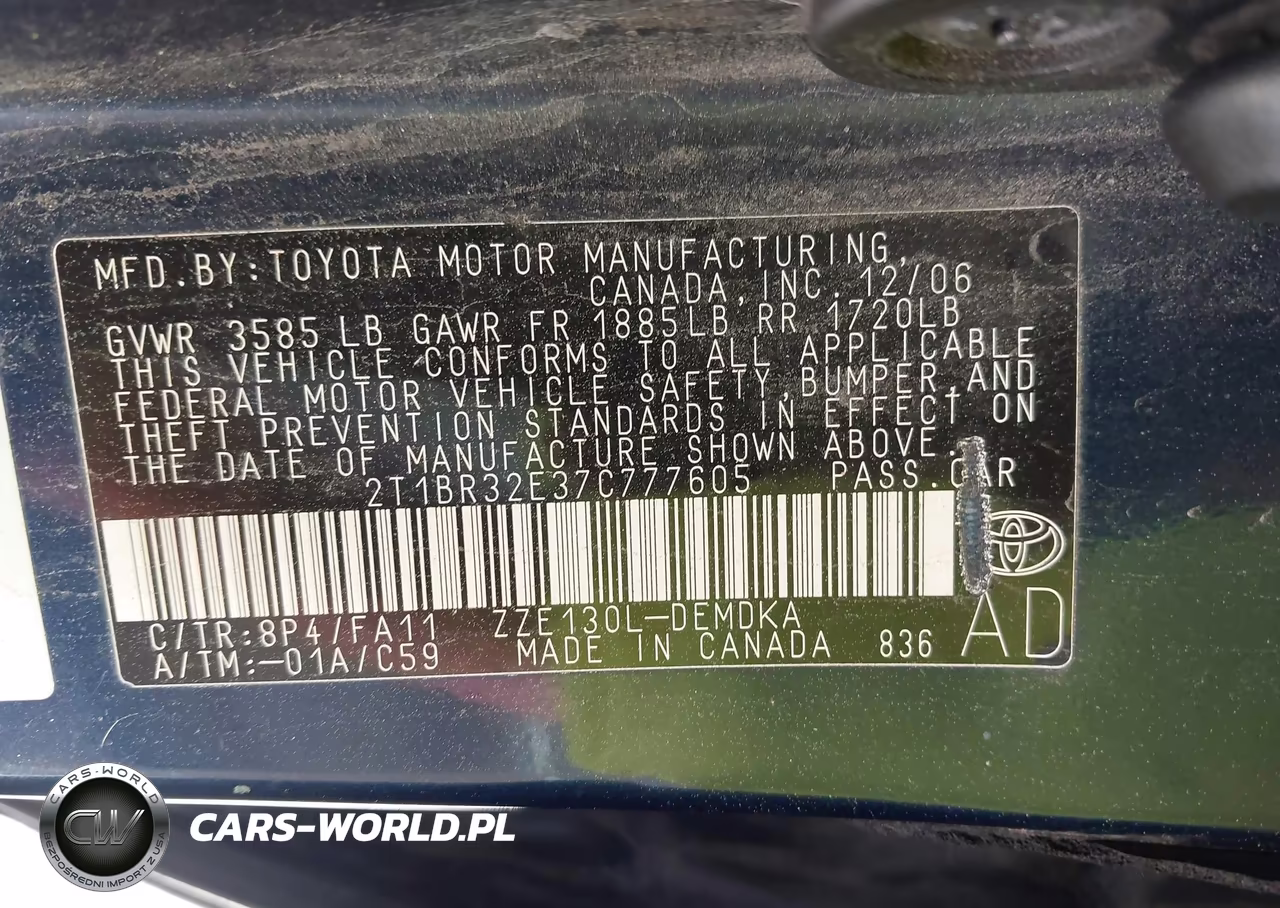 2007 Toyota Corolla Ce VIN:2T1BR32E37C777605 - 9