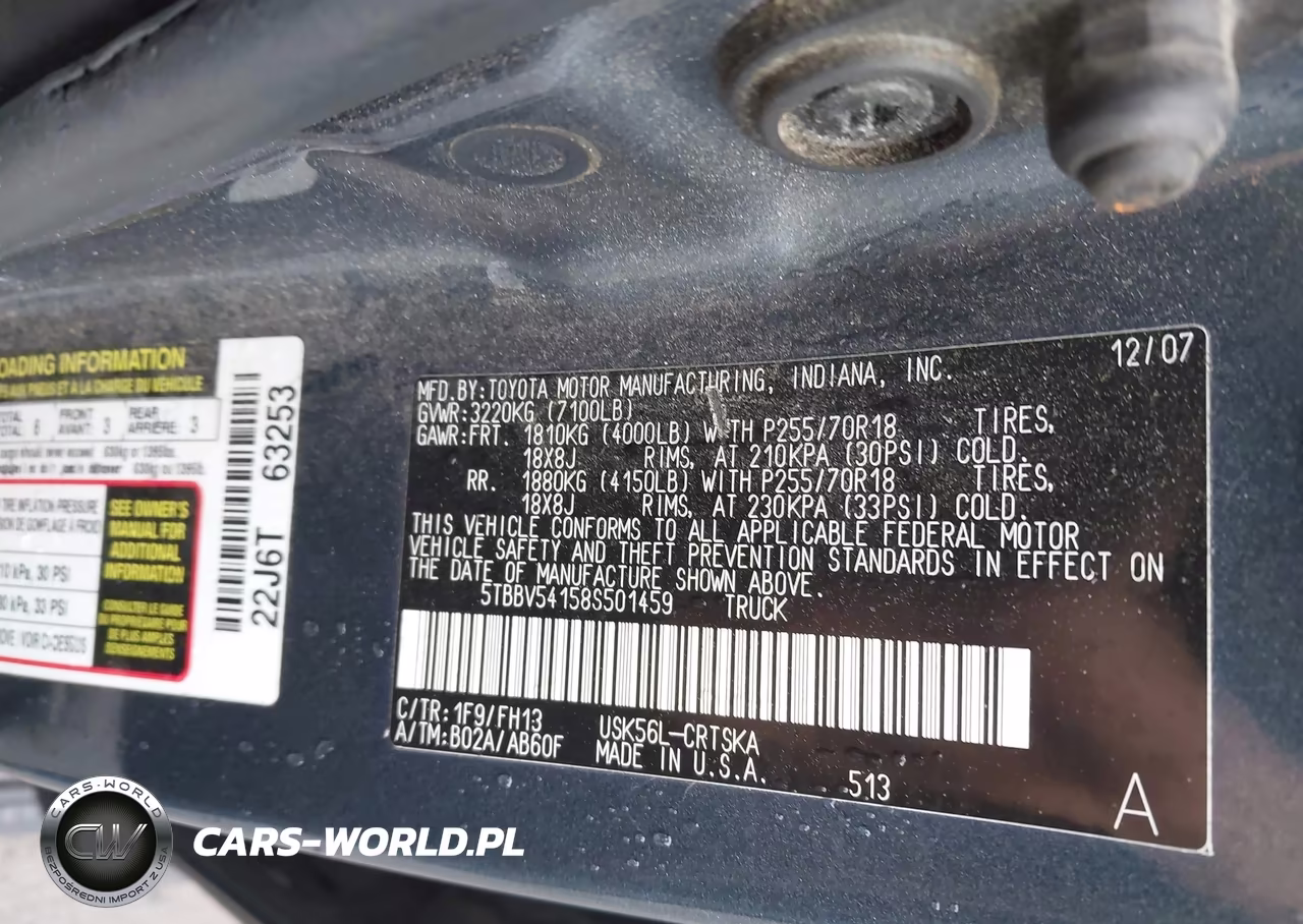 2008 Toyota Tundra Base 5.7L V8 VIN:5TBBV54158S501459 - 9