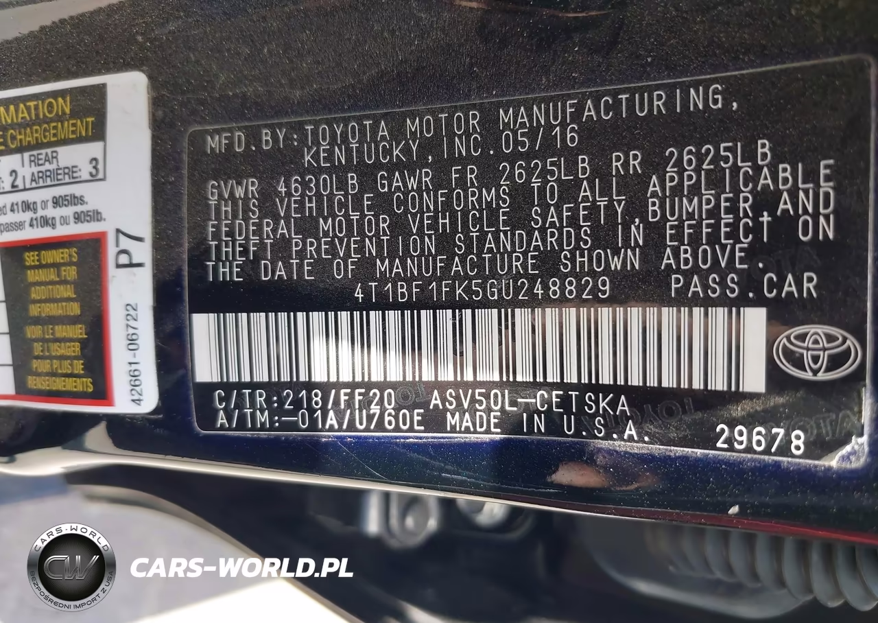 2016 Toyota Camry Se VIN:4T1BF1FK5GU248829 - 9