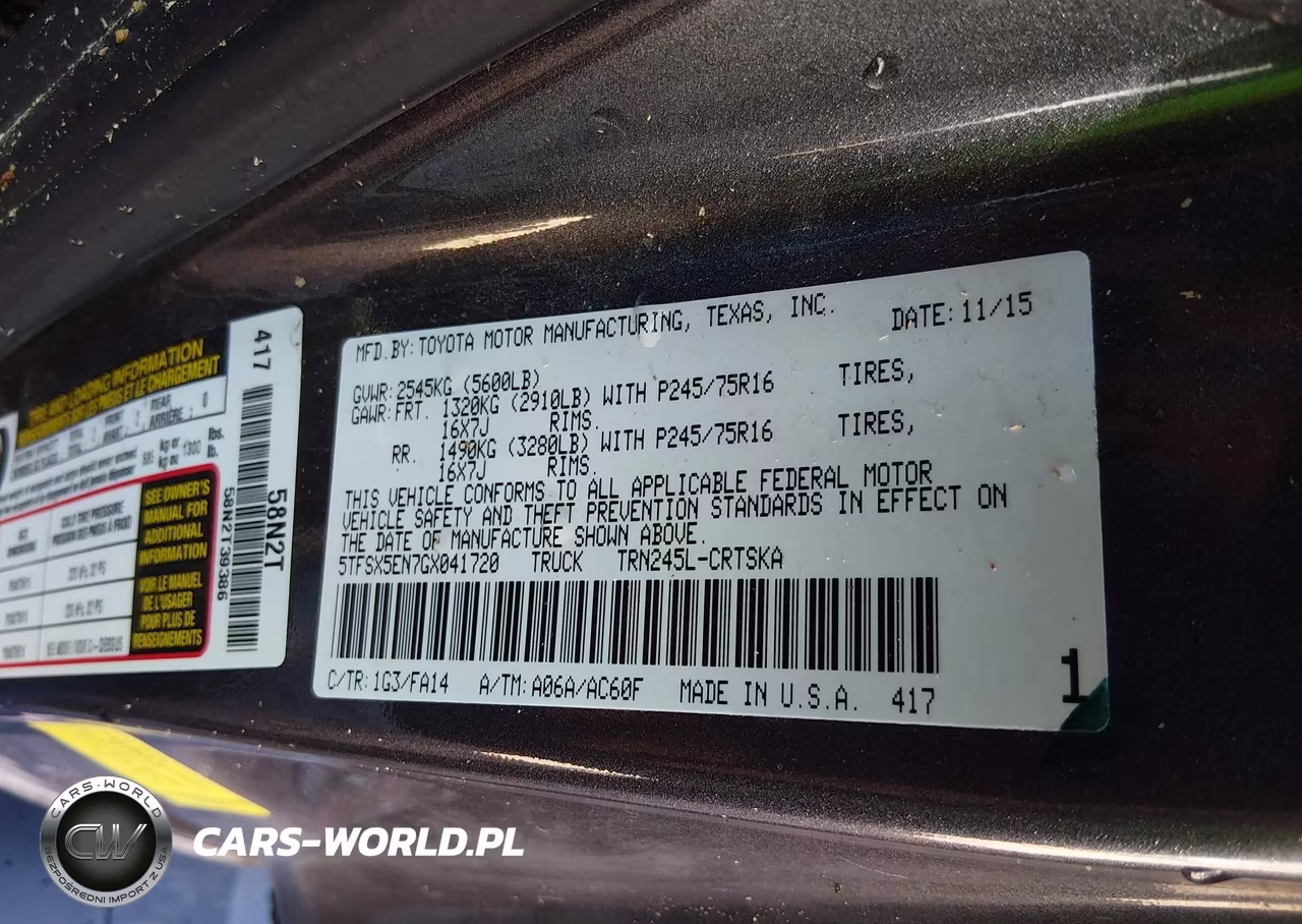 2016 Toyota Tacoma Sr VIN:5TFSX5EN7GX041720 - 9