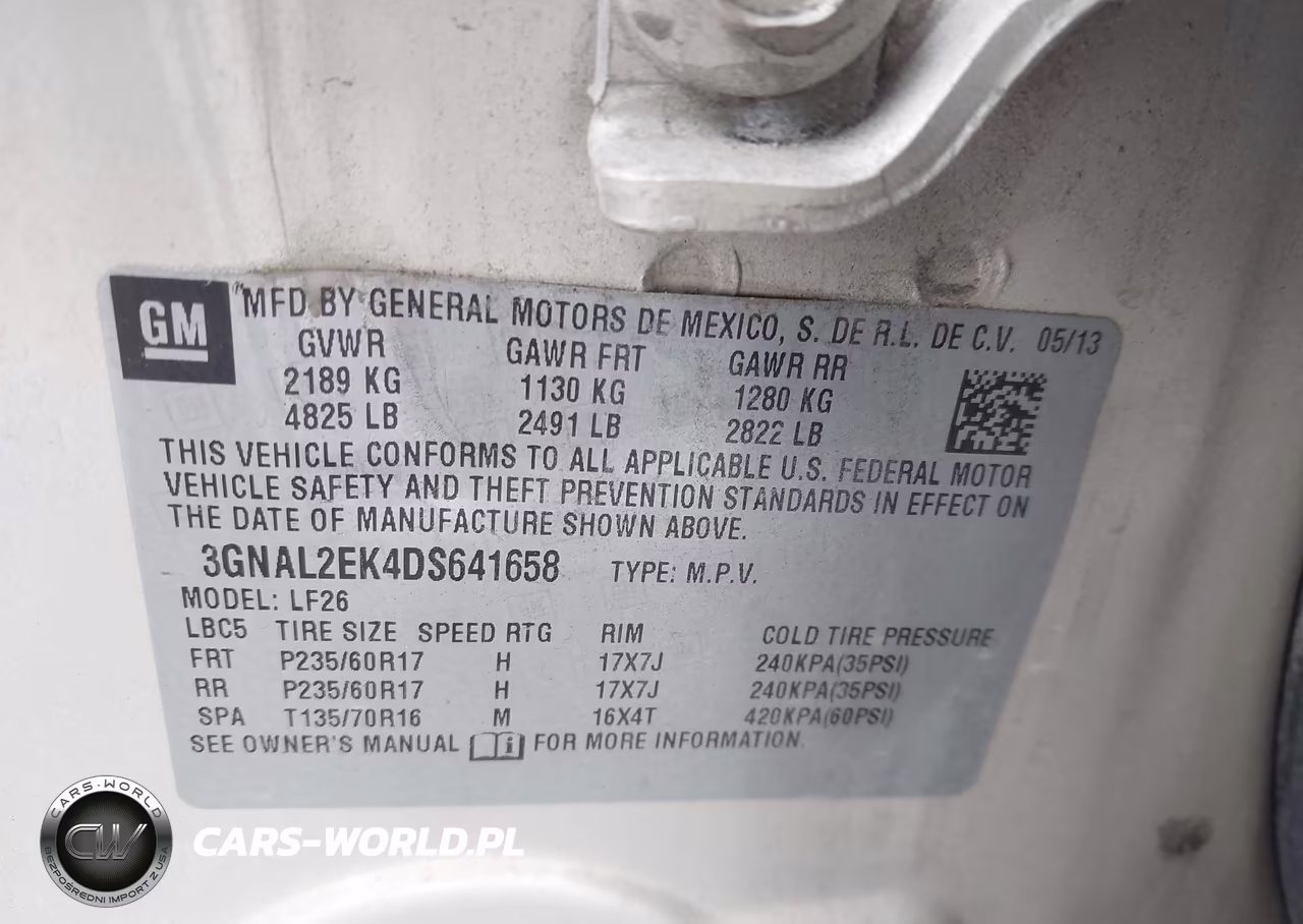 2013 Chevrolet Captiva Sport 2Ls VIN:3GNAL2EK4DS641658 - 9
