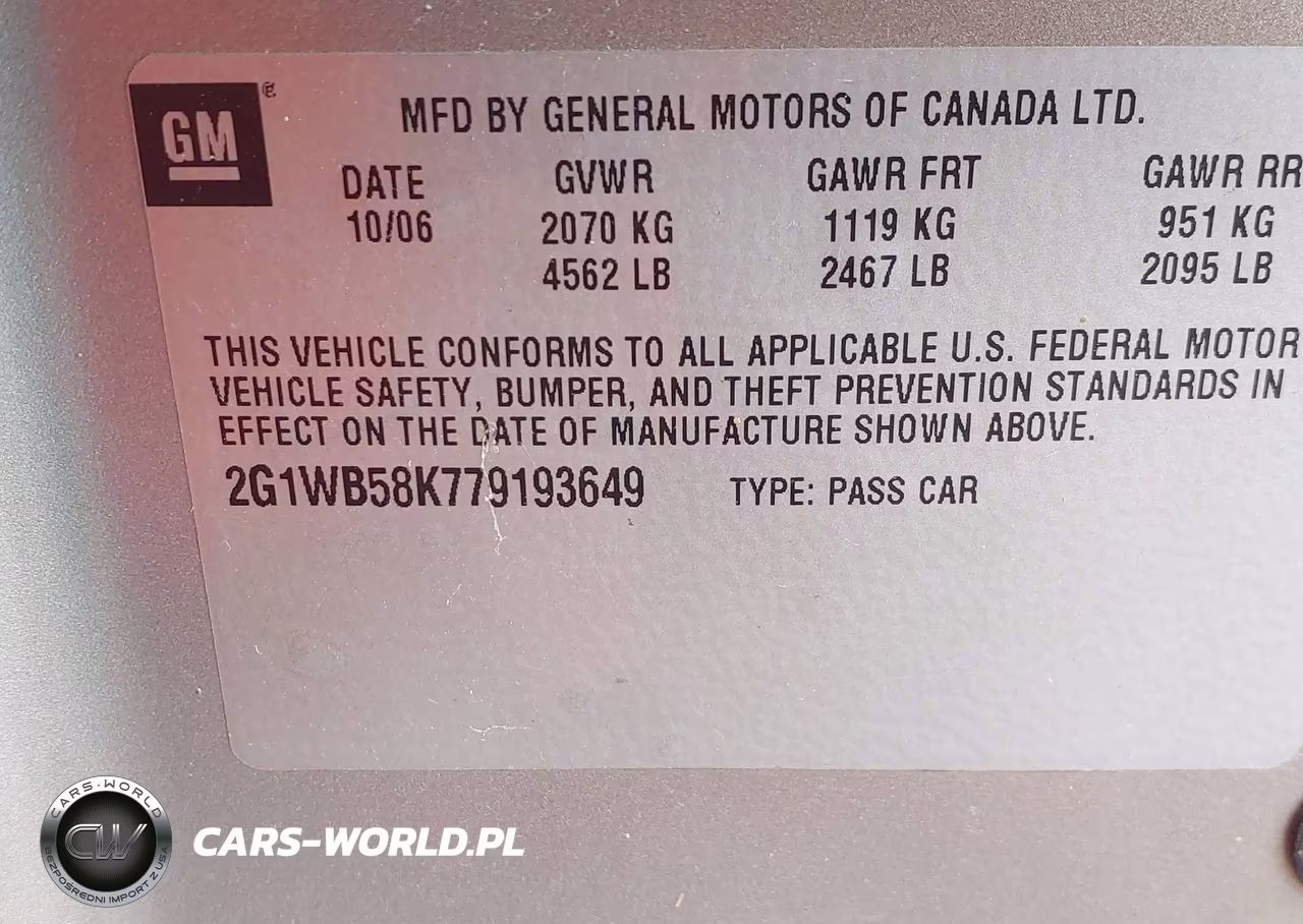 2007 Chevrolet Impala Ls VIN:2G1WB58K779193649 - 9