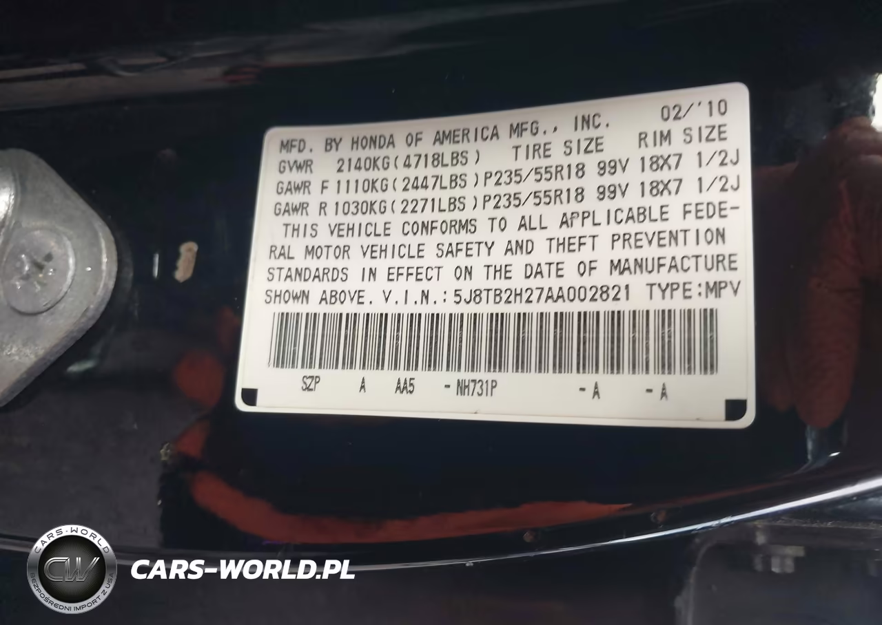 2010 Acura Rdx VIN:5J8TB2H27AA002821 - 9