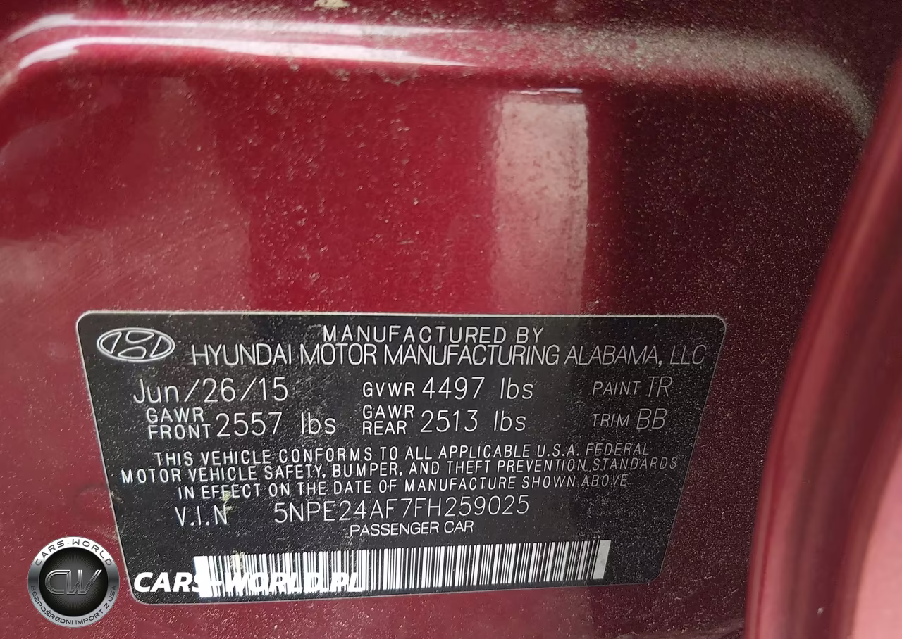 2015 Hyundai Sonata Se VIN:5NPE24AF7FH259025 - 9