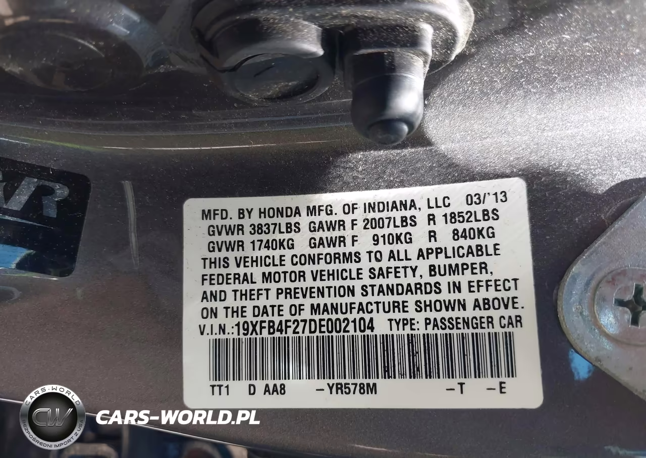 2013 Honda Civic Hybrid VIN:19XFB4F27DE002104 - 9