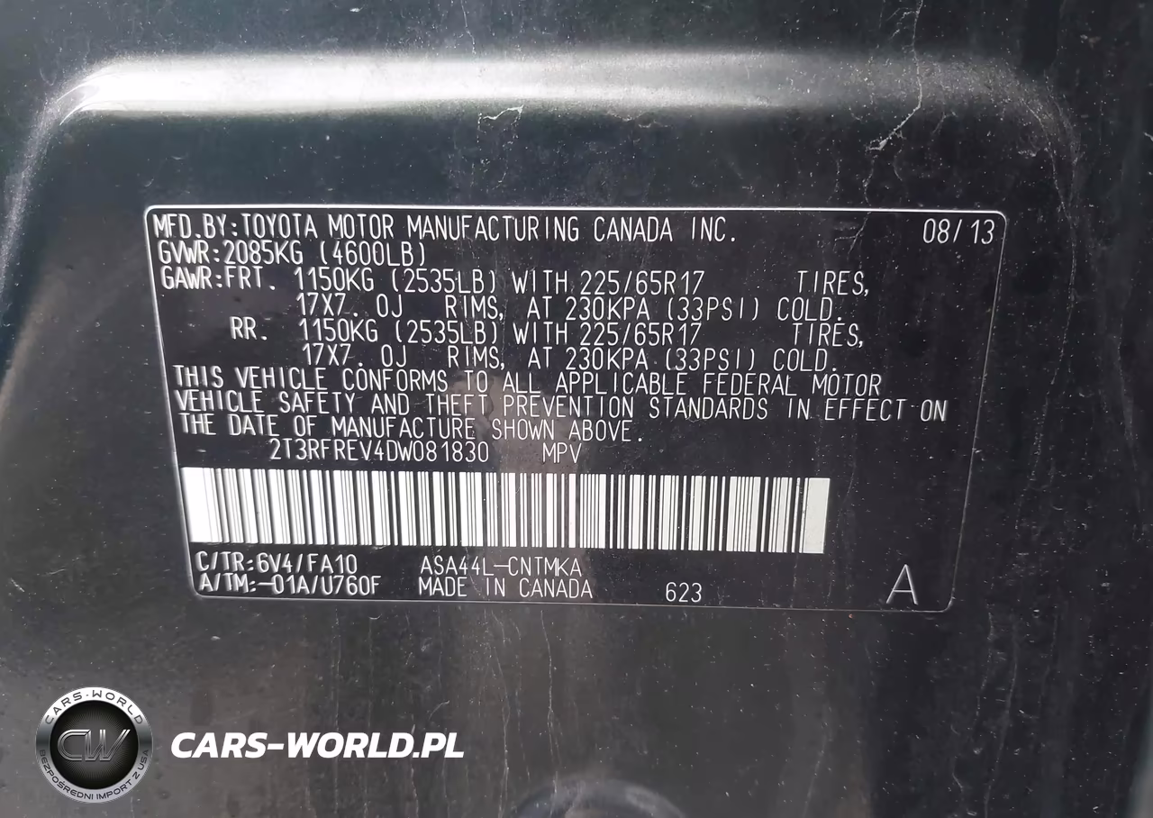 2013 Toyota Rav4 Xle VIN:2T3RFREV4DW081830 - 9