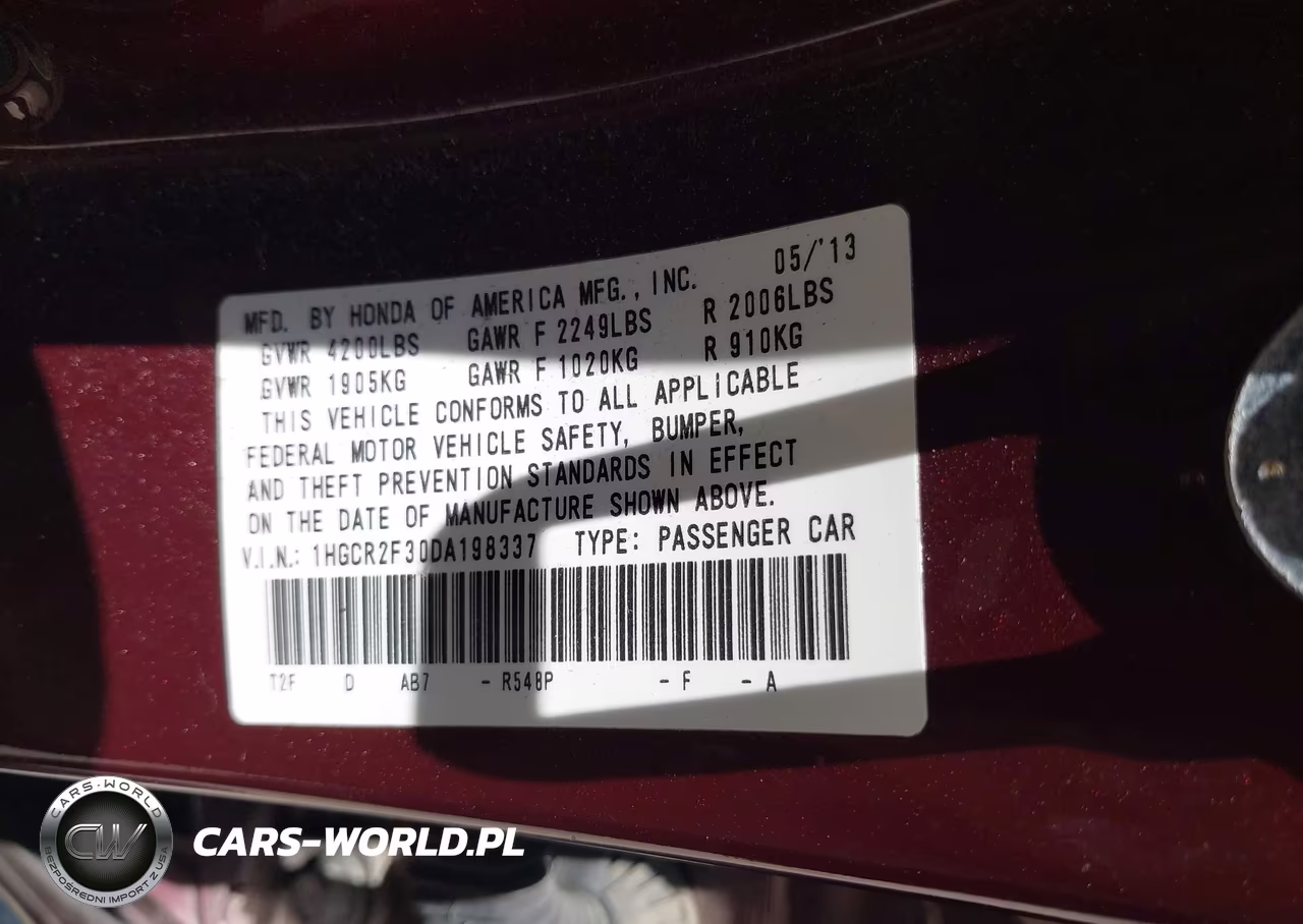 2013 Honda Accord Lx VIN:1HGCR2F30DA198337 - 9
