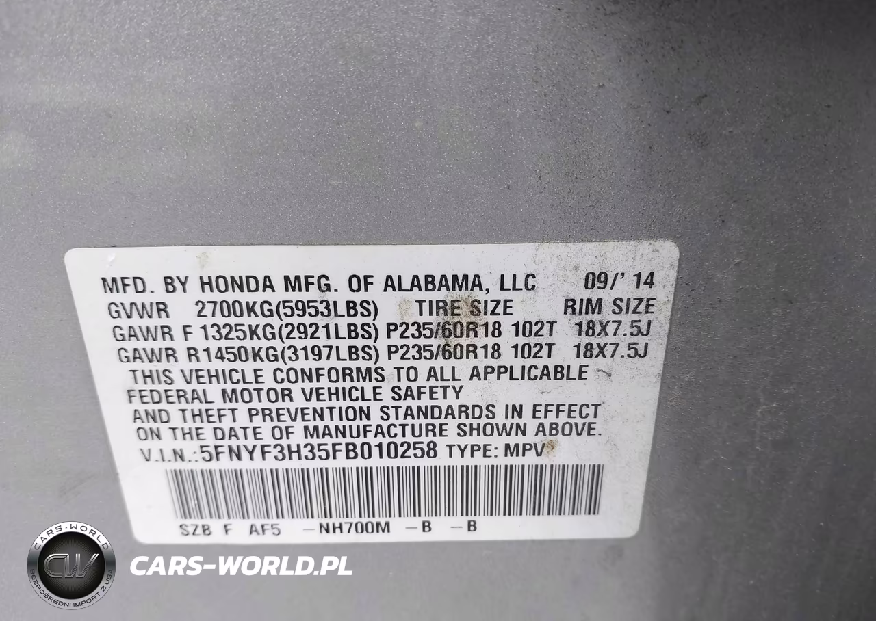 2015 Honda Pilot Se VIN:5FNYF3H35FB010258 - 9