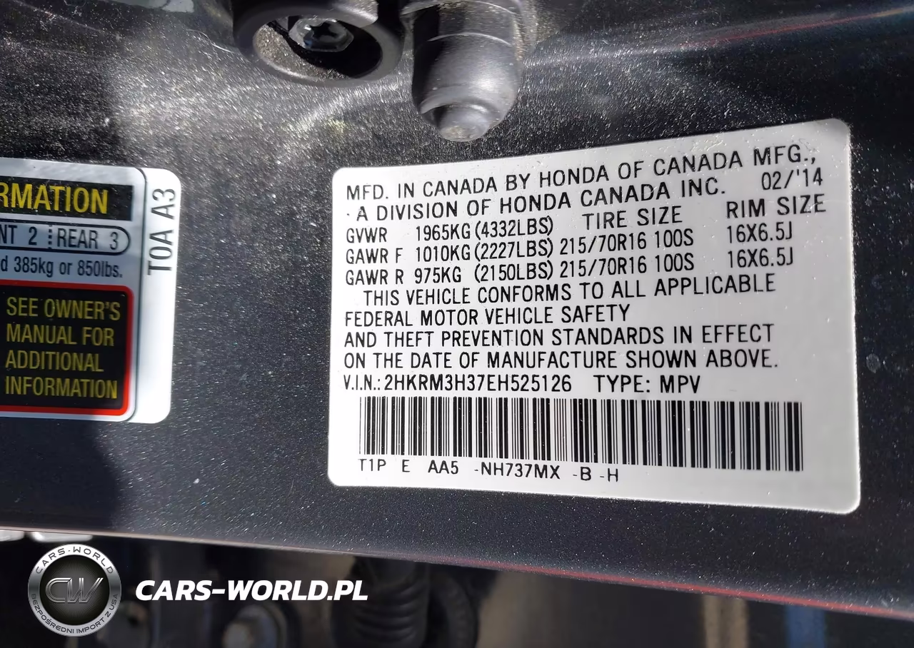 2014 Honda Cr-V Lx VIN:2HKRM3H37EH525126 - 9