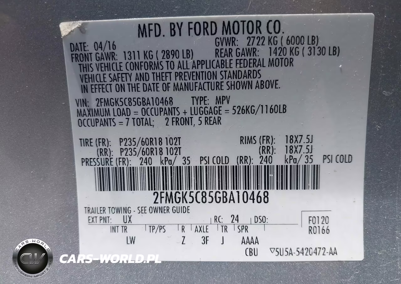 2016 Ford Flex Sel VIN:2FMGK5C85GBA10468 - 9