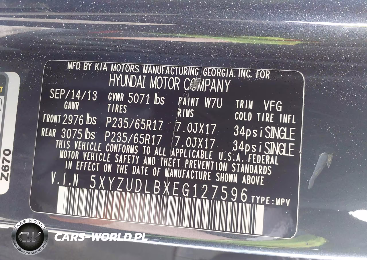 2014 Hyundai Santa Fe Sport 2.4L VIN:5XYZUDLBXEG127596 - 9